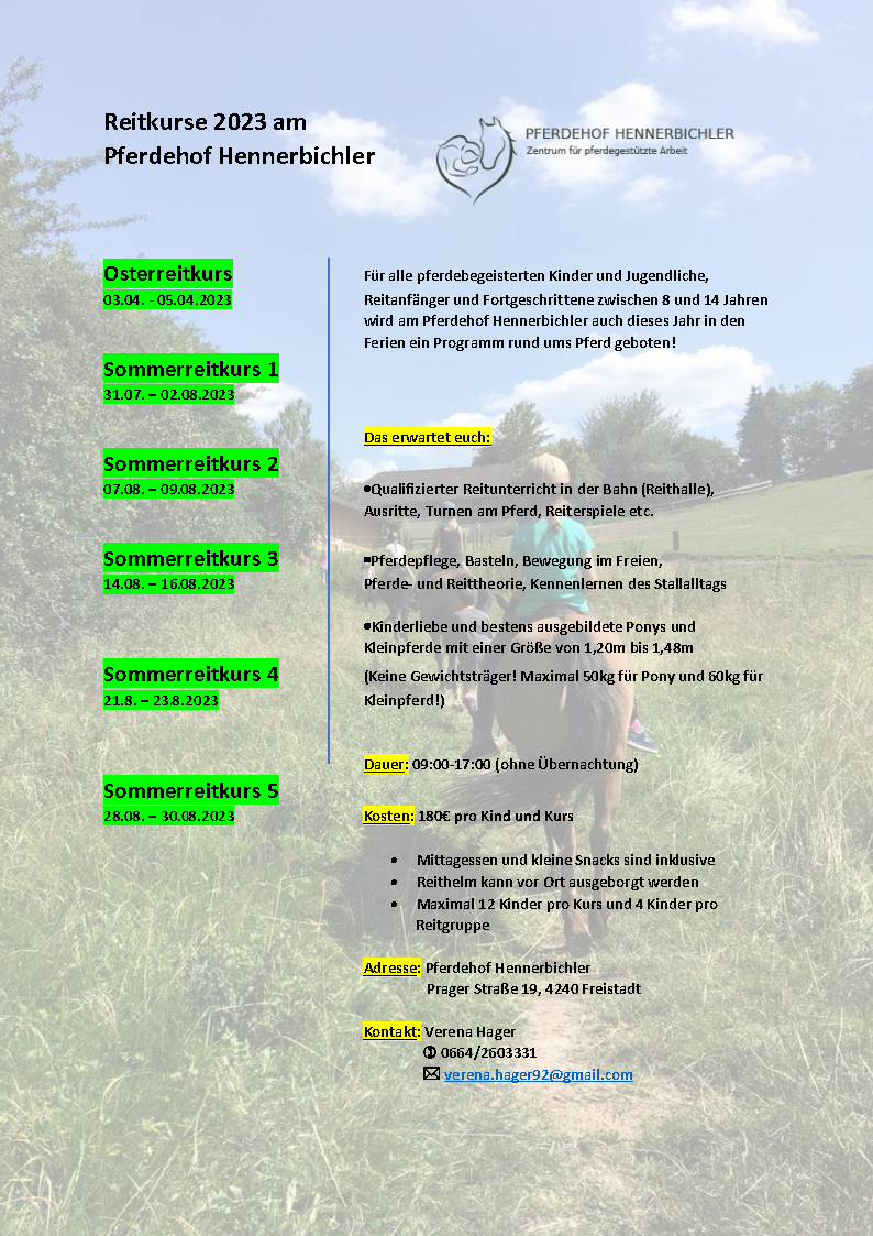 Flyer Reitkurse 2023